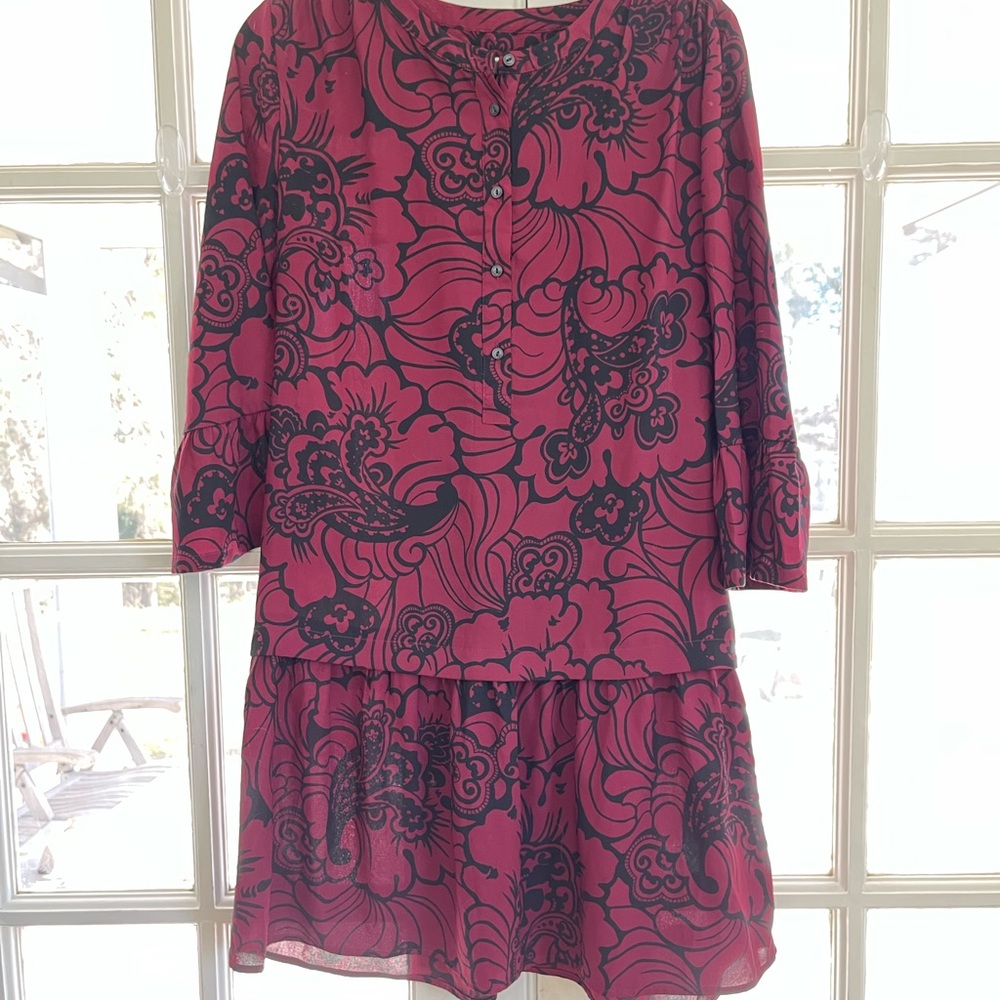 LOFT Burgundy Drop-Hem Dress